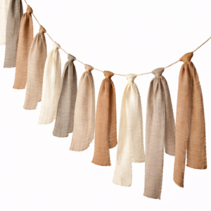 Neutraler palet geïnspireerd op aardetinten tassel slinger